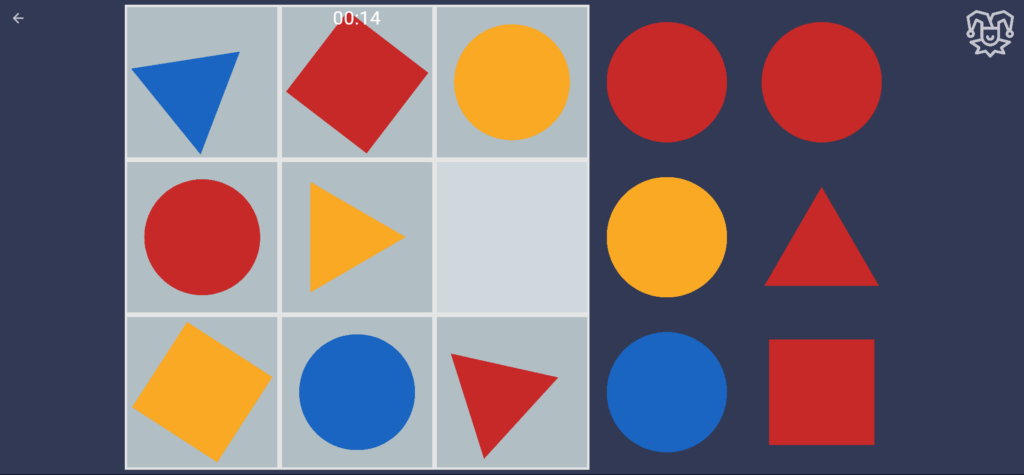 Exemple de carré de 3X3 cases à compléter à l'aide du pavé numérique modulable